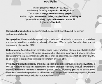 Aktuality / Rekonštrukcia a výstavba miestnych chodníkov v obci Palín - foto