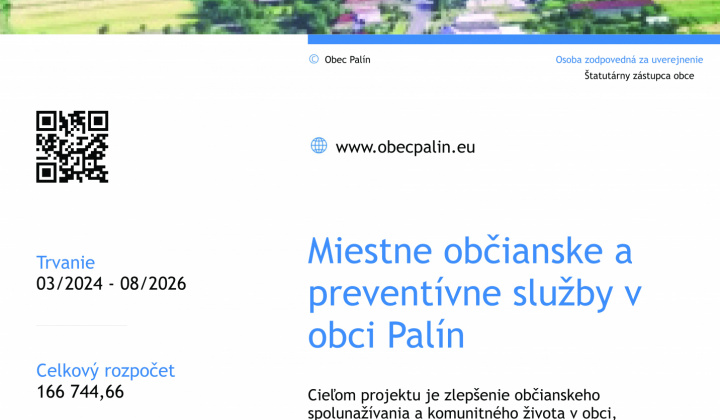 1. fotografia fotogalérie Aktuality / Miestne občianske a preventívne služby v obci Palín - foto
