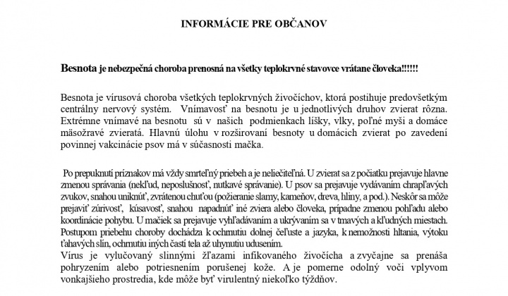 1. fotografia fotogalérie Aktuality / Veterinárne opatrenia pre obce v zóne pozorovania - foto