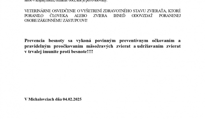 2. fotografia fotogalérie Aktuality / Veterinárne opatrenia pre obce v zóne pozorovania - foto